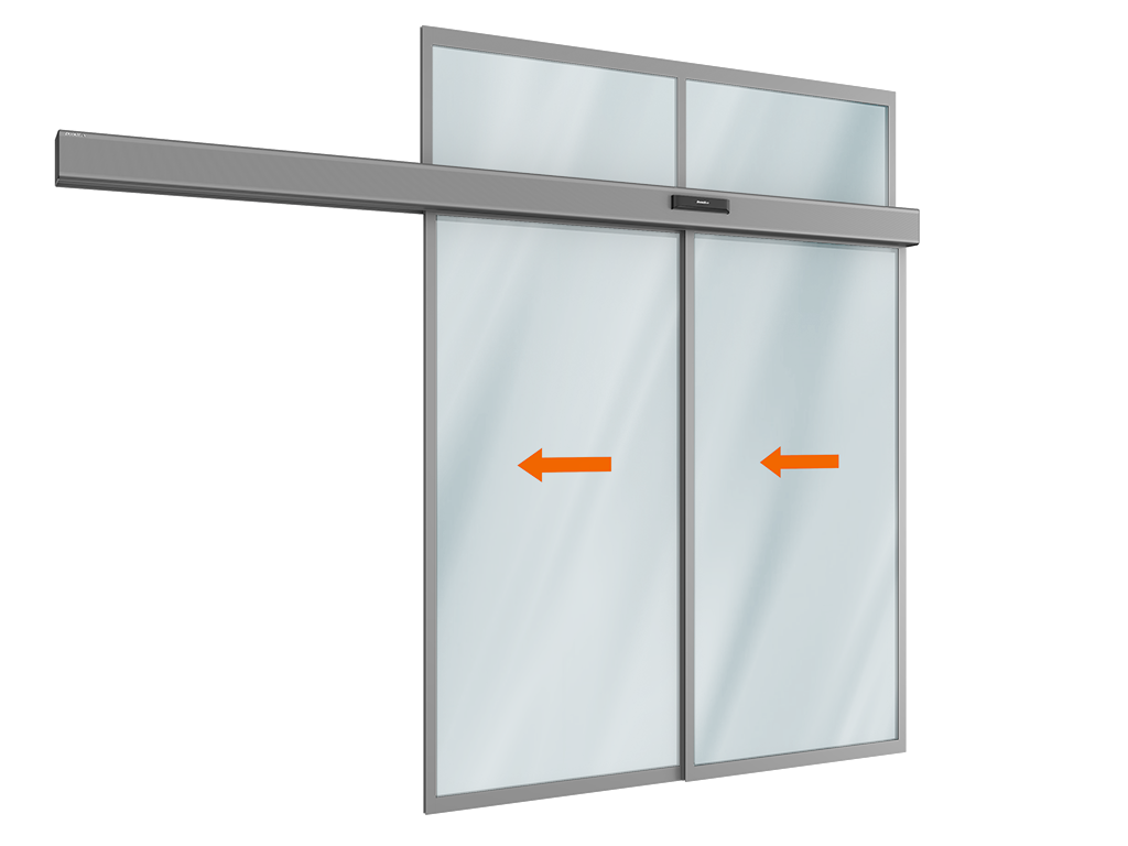 Комплект телескопической раздвижной двери (две подвижные лайтстворки и фрамуга) для привода AD-SP-TELESCOPE